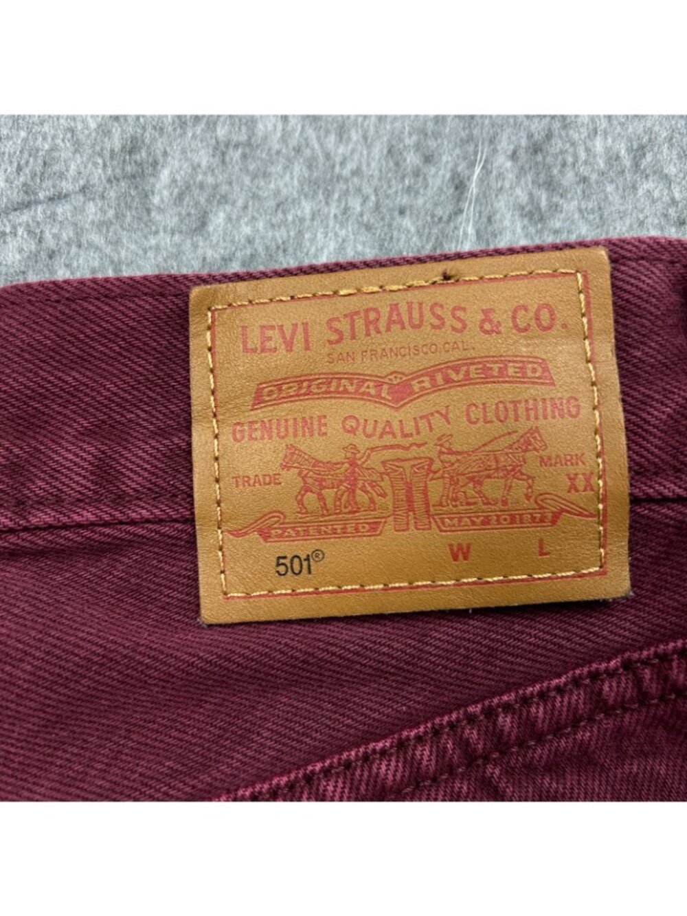 Levi's 501 Original Cropped Jeans Women's Size 28 X 28 Button Fly Big E Wine Red - Picture 4 of 15